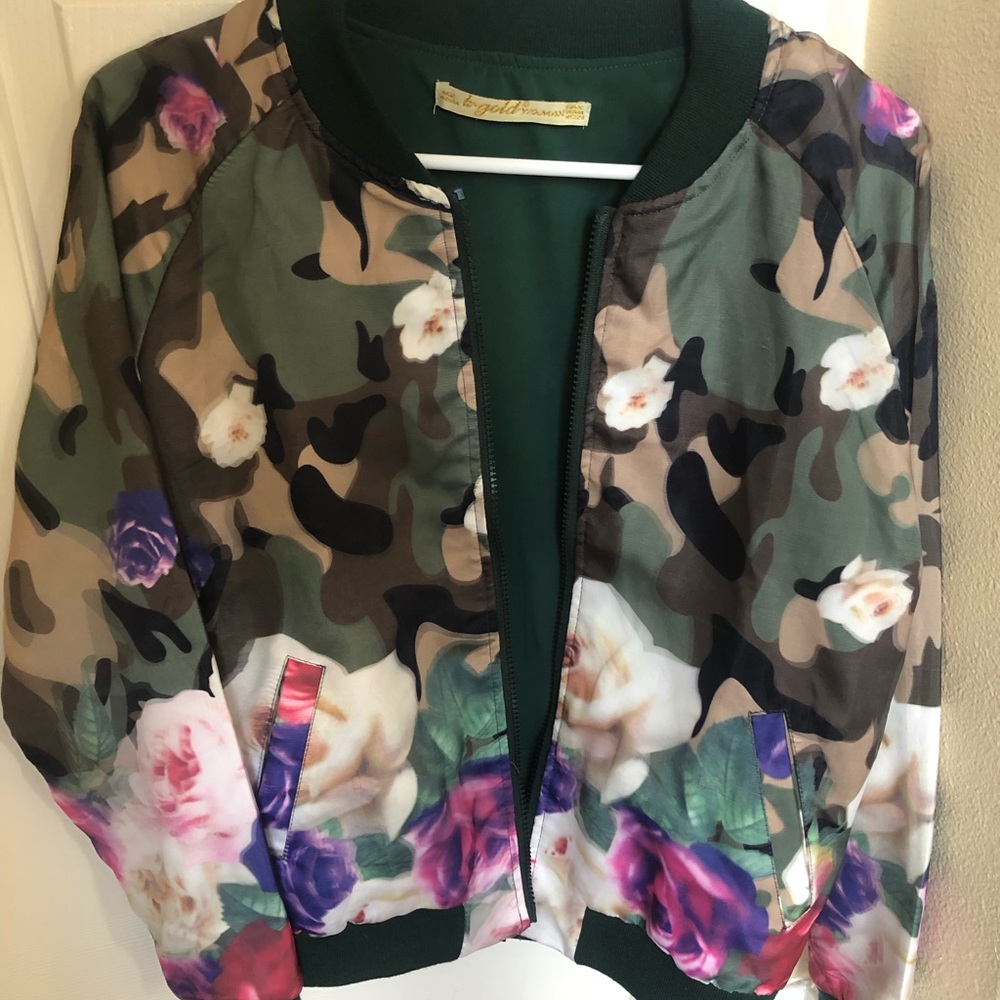 Floral camo bomber jacket